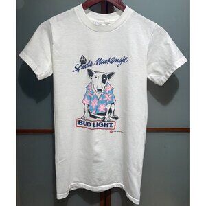 Vintage 1988 Spuds Mackenzie Bud Light Budweiser Beer White T-shirt Tee Size S